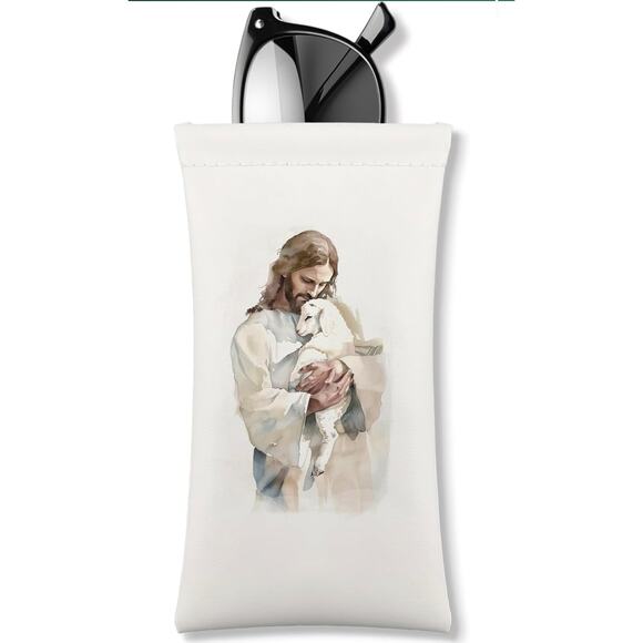 2 Christian Jesus Glasses Case Soft Leather Magnetic Closure 7x3.5 Inches sb31 - Picture 2 of 7